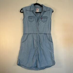 Levi's Women's Denim Mini Cap Sleeve Button Up Dress Size L